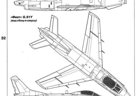 Fiat G.91 drawings (figures) of the aircraft
